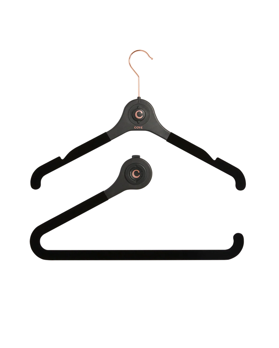 COVE *CREATE YOUR OASIS* 43cm Black rubberized hanger front piece with bar and rubber connector