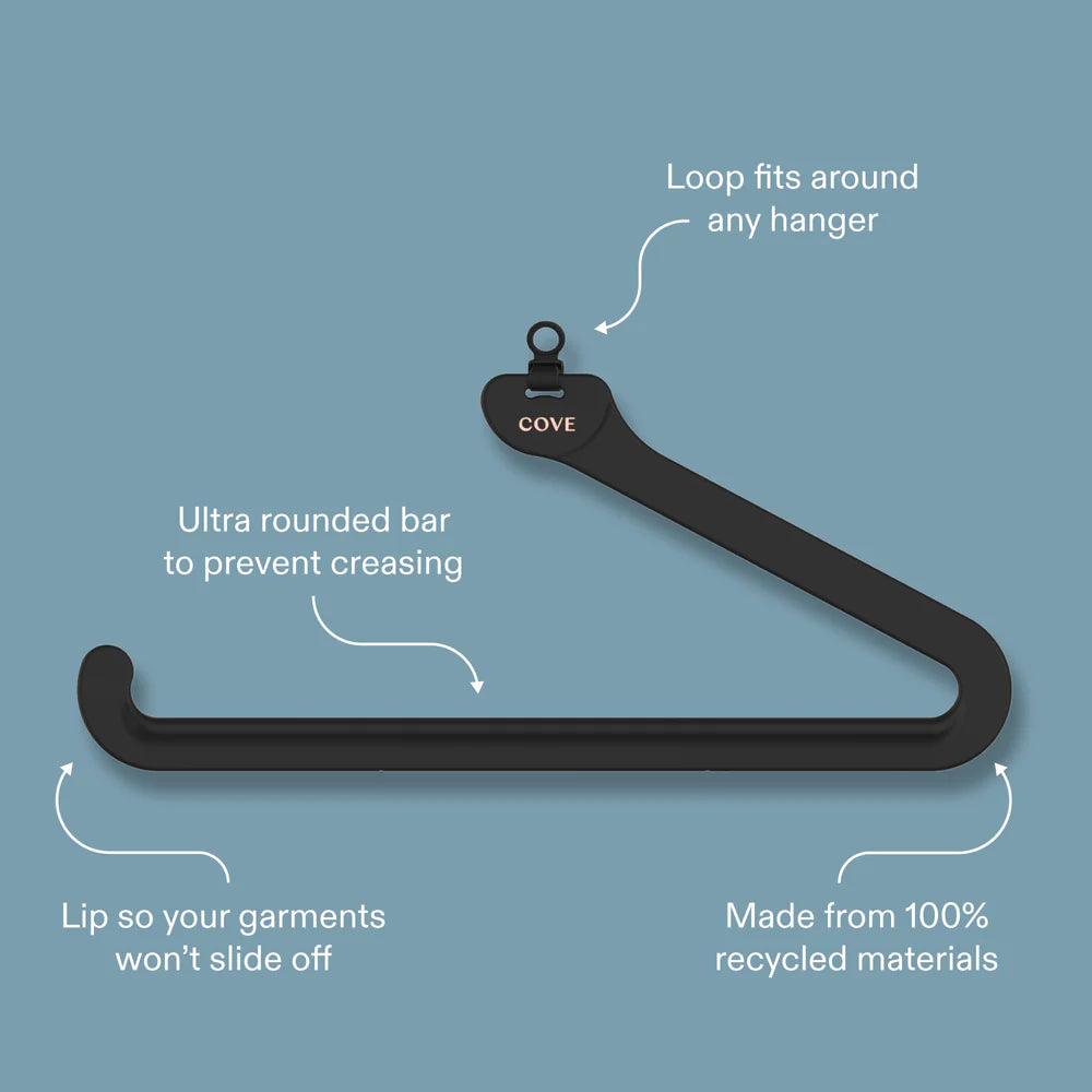 COVE *CREATE YOUR OASIS* 43cm Black rubberized hanger front piece with bar and rubber connector