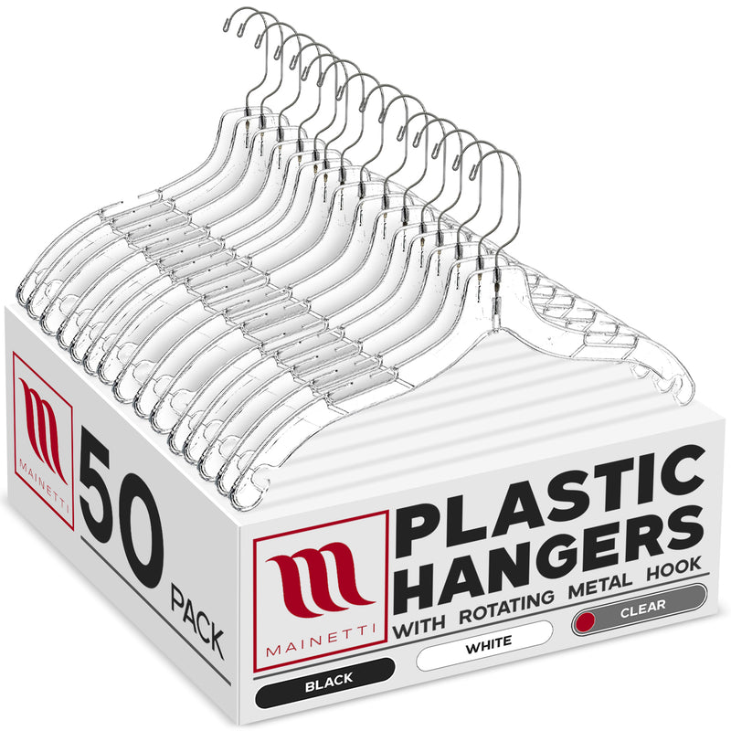 Mainetti 5400, 17 Clear Plastic, Shirt Top Dress Hangers, with