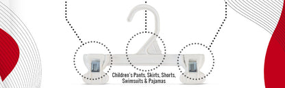 Mainetti 6108, 8" White all Plastic, Pant Skirt Slack Bottom Hangers, with sturdy plastic non-slip clips