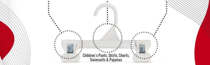 Mainetti 6108, 8" White all Plastic, Pant Skirt Slack Bottom Hangers, with sturdy plastic non-slip clips