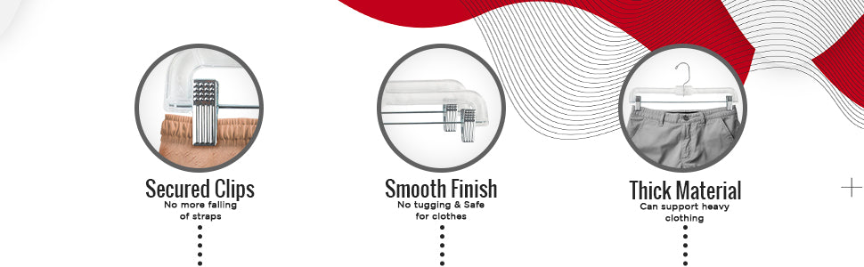 Mainetti 5131, 14" Clear Plastic, Pant Skirt Slack Bottom Hangers, with 360 swivel metal hook, sturdy metal non-slip padded clips