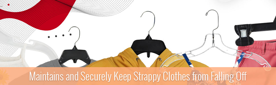 8" Black Plastic Pant/Skirt Slack-Bottom Hangers With Turnable Metal Hook & Plastic Non-Slip Clips (Mainetti 6008)