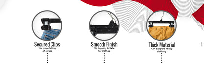 8" Black Plastic Pant/Skirt Slack-Bottom Hangers With Turnable Metal Hook & Plastic Non-Slip Clips (Mainetti 6008)