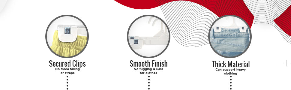 Mainetti 1004, 8" White all Plastic, Pant Skirt Slack Bottom Hangers, with sturdy plastic non-slip clips