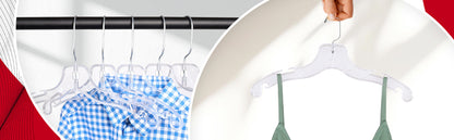 Mainetti 5075, 12" Clear Plastic, Children's Shirt Top Dress Hangers, with 360 swivel metal hook and notches for straps