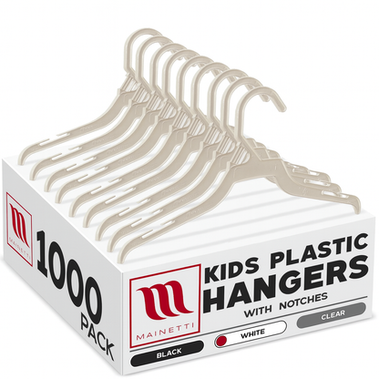 Mainetti 226, 12" White all Plastic, Shirt Top Dress Hangers, with notches for straps