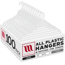 Mainetti 472, 15" White all Plastic, Shirt Top Dress Hangers, with notches for straps