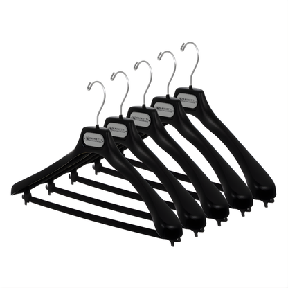 19" Black Plastic Suit Hanger with Flocked Bar (Mainetti SV48)