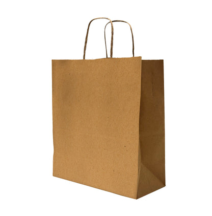 Brown Kraft Paper Bags with Handles, 100 GSM Durable Retail Gift Bags, Eco-Friendly Recyclable Shopping Bags for Boutiques, Weddings, and Crafting