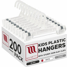 8" White All Plastic Pant Skirt Slack Hangers With Sturdy Non-Slip Clips (Mainetti 1004)
