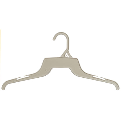 16" White all Plastic, Shirt Top Dress Hangers, with notches for straps (Mainetti 340)