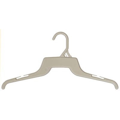 Mainetti 340, 16" White all Plastic, Shirt Top Dress Hangers, with notches for straps