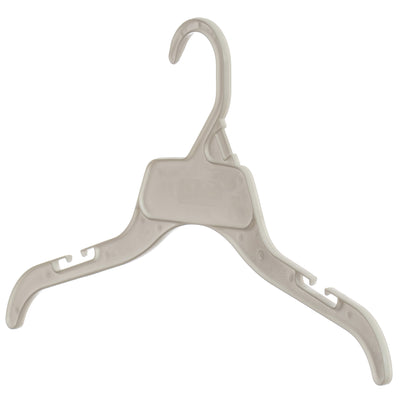 Mainetti 472, 15" White all Plastic, Shirt Top Dress Hangers, with notches for straps