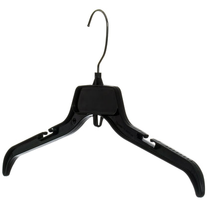 19" Black Plastic, Shirt Top Dress Hangers, with metal hook and notches for straps (Mainetti 479)