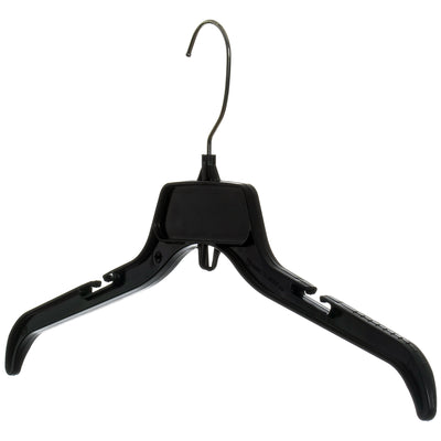Mainetti 479, 19" Black Plastic, Shirt Top Dress Hangers, with metal hook and notches for straps