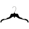 Mainetti 485, 15" Black Plastic, Shirt Top Dress Hangers, with turnable metal hook and notches for straps