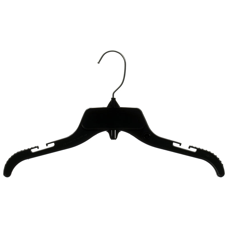 Mainetti 485, 15 Black Plastic, Shirt Top Dress Hangers, with