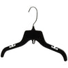 Mainetti 485, 15" Black Plastic, Shirt Top Dress Hangers, with turnable metal hook and notches for straps