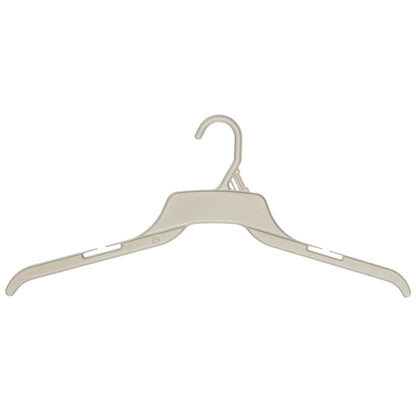 Mainetti 491, 19" Natural all Plastic, Shirt Top Dress Hangers, with notches for straps