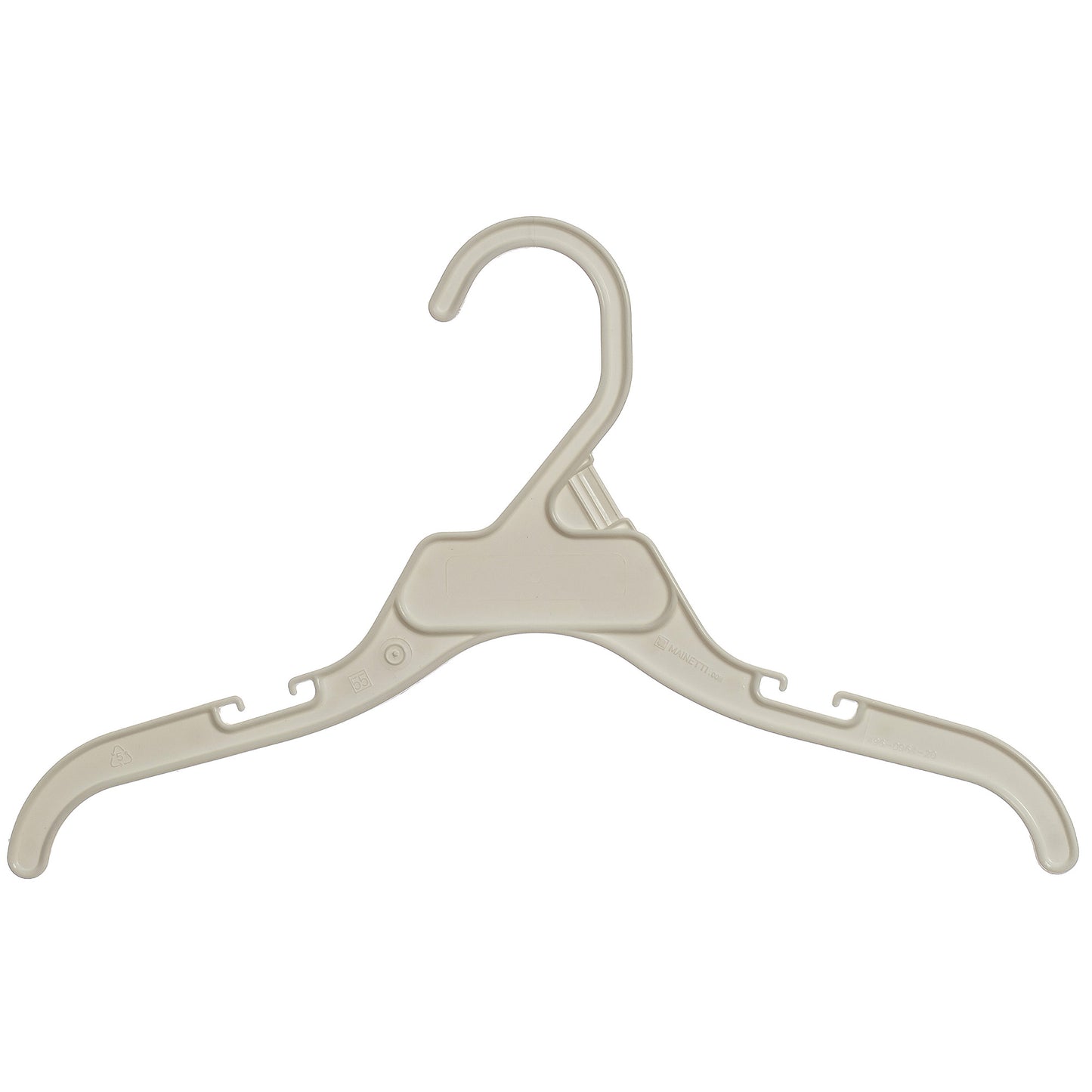 Mainetti 496, 12" White all Plastic, Shirt Top Dress Hangers, with notches for straps
