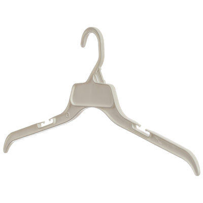 Mainetti 509, 19" White all Plastic, Shirt Top Dress Hangers, with notches for straps