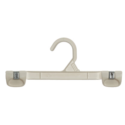 10" White all Plastic, Pant Skirt Slack Bottom Hangers, with sturdy plastic non-slip clips (Mainetti 1001)