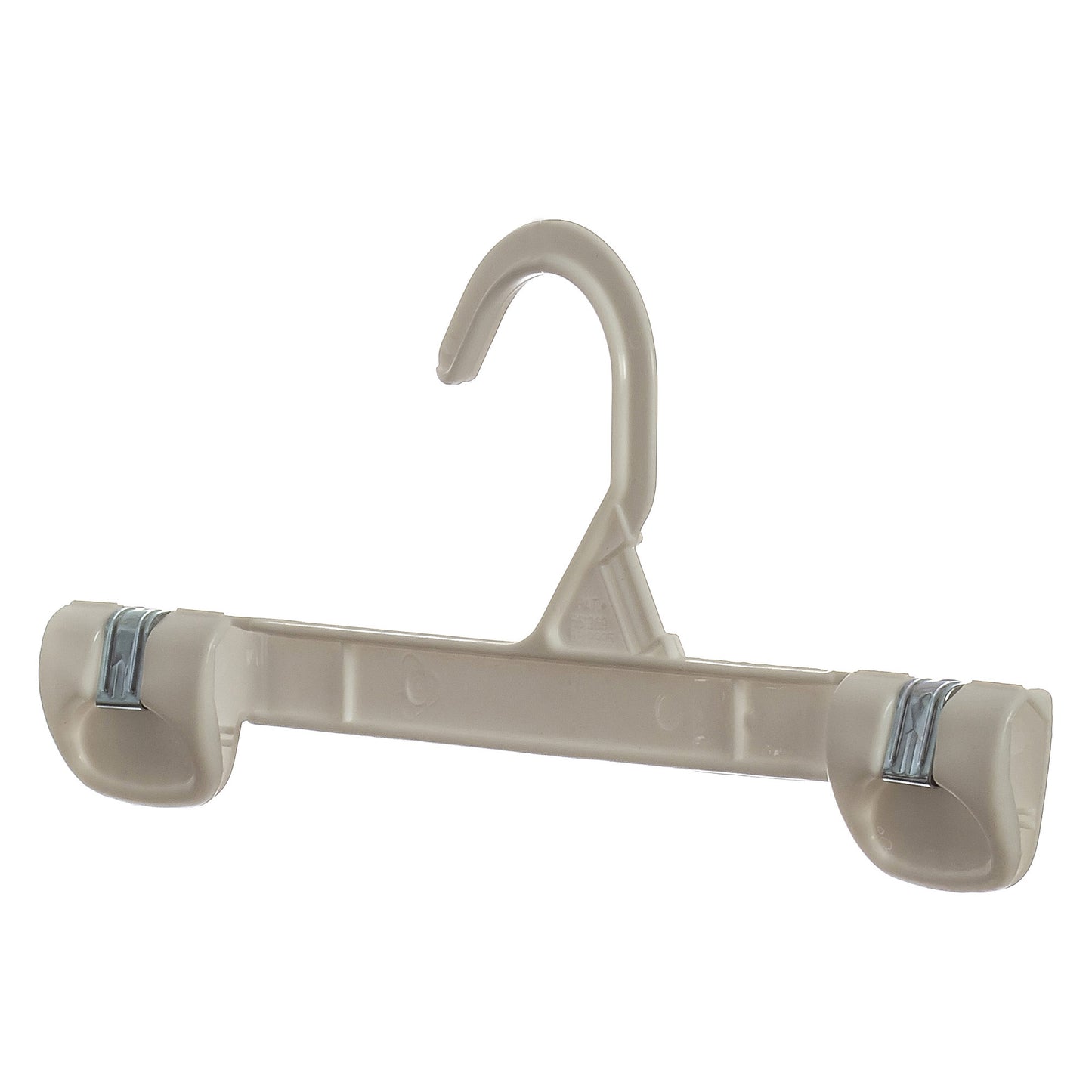 10" White all Plastic, Pant Skirt Slack Bottom Hangers, with sturdy plastic non-slip clips (Mainetti 1001)