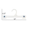 Mainetti 1001, 10" White all Plastic, Pant Skirt Slack Bottom Hangers, with sturdy plastic non-slip clips