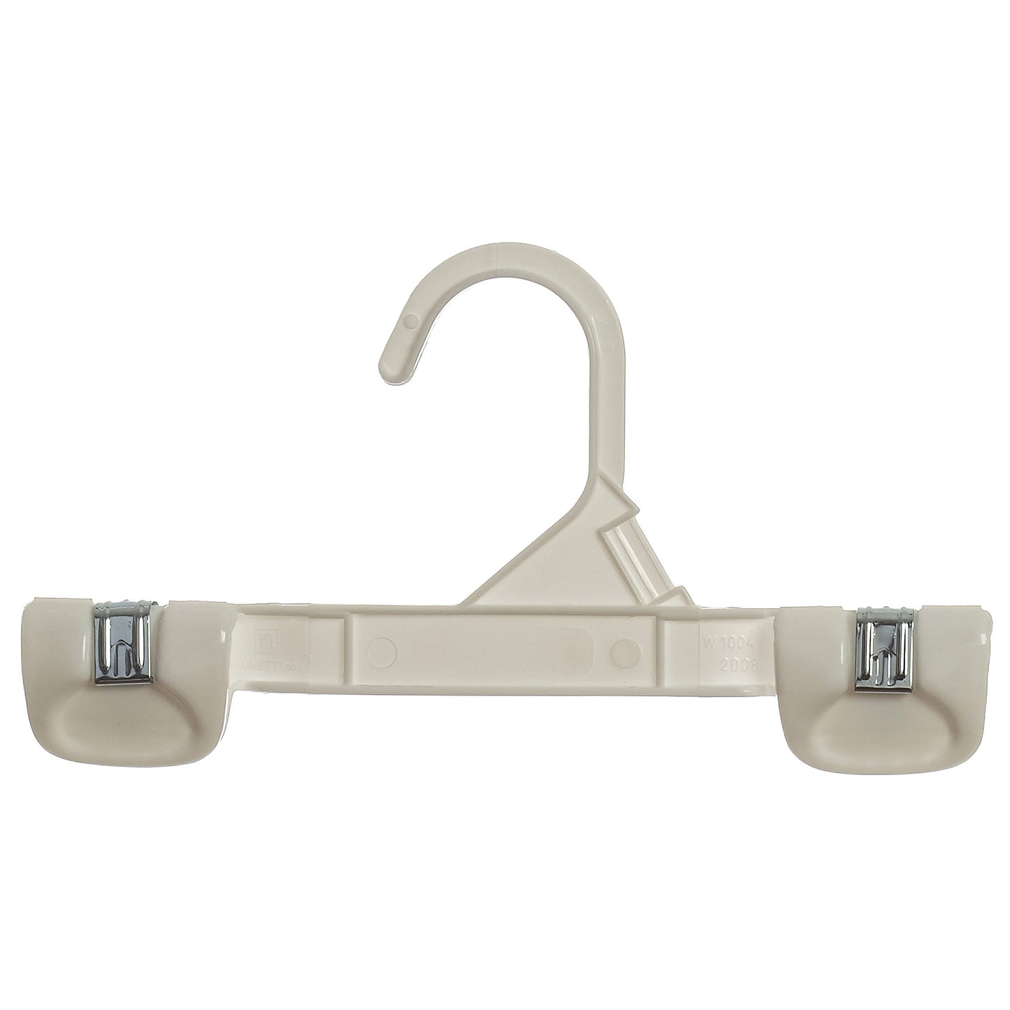 Mainetti 1004, 8" White all Plastic, Pant Skirt Slack Bottom Hangers, with sturdy plastic non-slip clips