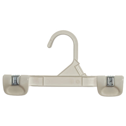 Mainetti 1004, 8" White all Plastic, Pant Skirt Slack Bottom Hangers, with sturdy plastic non-slip clips