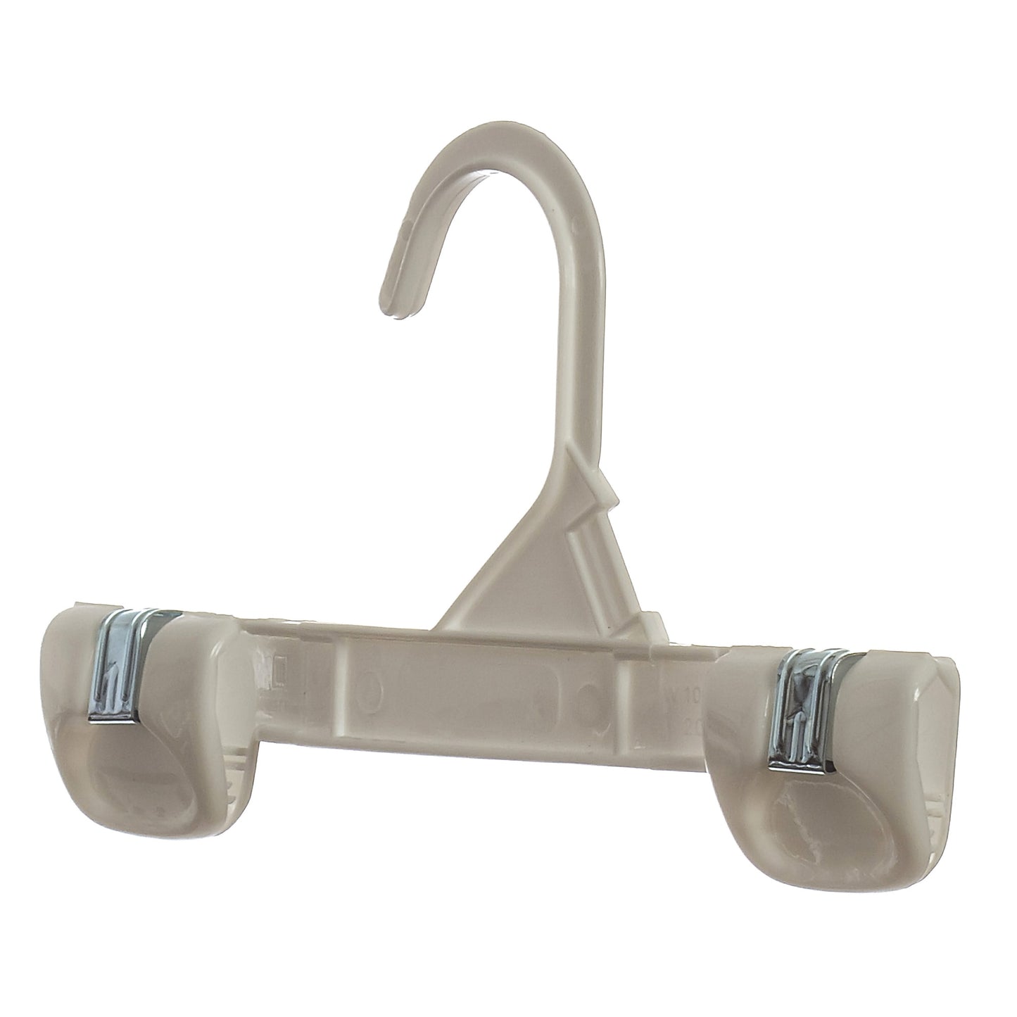 Mainetti 1004, 8" White all Plastic, Pant Skirt Slack Bottom Hangers, with sturdy plastic non-slip clips