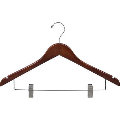 17" Wooden Suit Hanger with Metal Clips