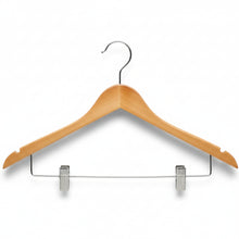 17" Wooden Suit Hanger with Metal Clips