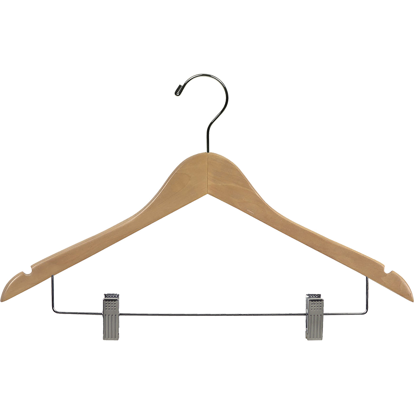17" Wooden Suit Hanger with Metal Clips