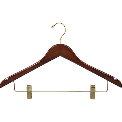17" Wooden Suit Hanger with Metal Clips
