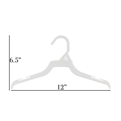 Mainetti 226, 12" White all Plastic, Shirt Top Dress Hangers, with notches for straps