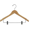 17" Rubber Coated Wooden Suit Hanger with Metal Clips