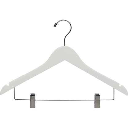 17" Rubber Coated Wooden Suit Hanger with Metal Clips