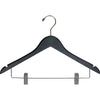 17" Rubber Coated Wooden Suit Hanger with Metal Clips