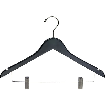 17" Rubber Coated Wooden Suit Hanger with Metal Clips