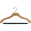 17" Wavy Wooden Suit Hanger with Flocked Bar