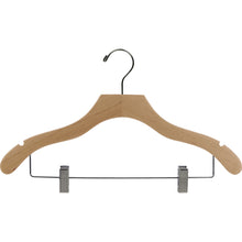 17" Wavy Wooden Suit Hanger with Metal Clips