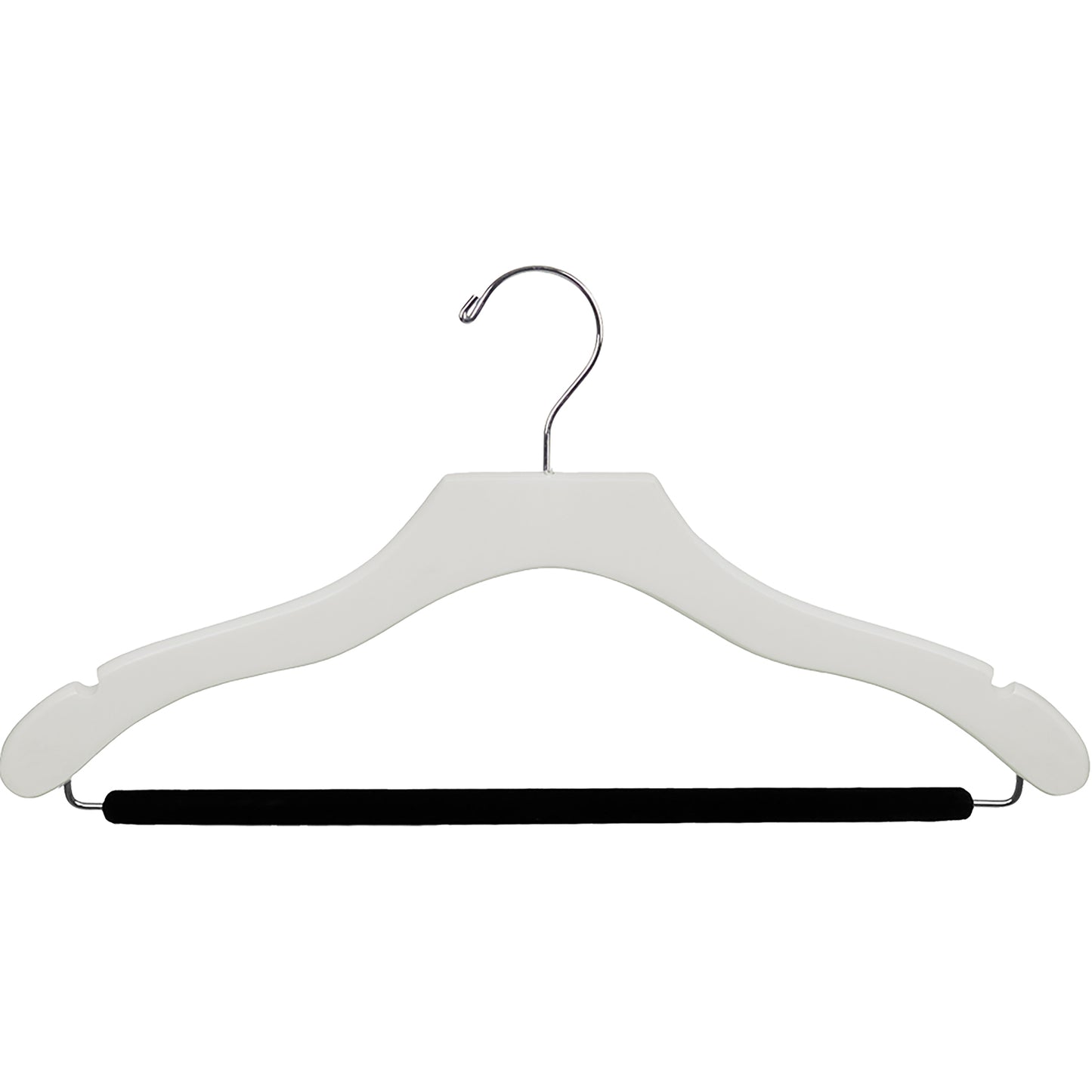 17" Wavy Wooden Suit Hanger with Flocked Bar