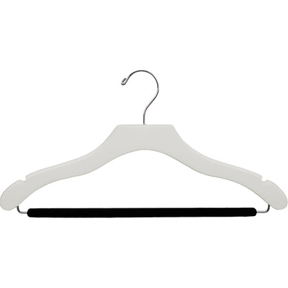 17" Wavy Wooden Suit Hanger with Flocked Bar