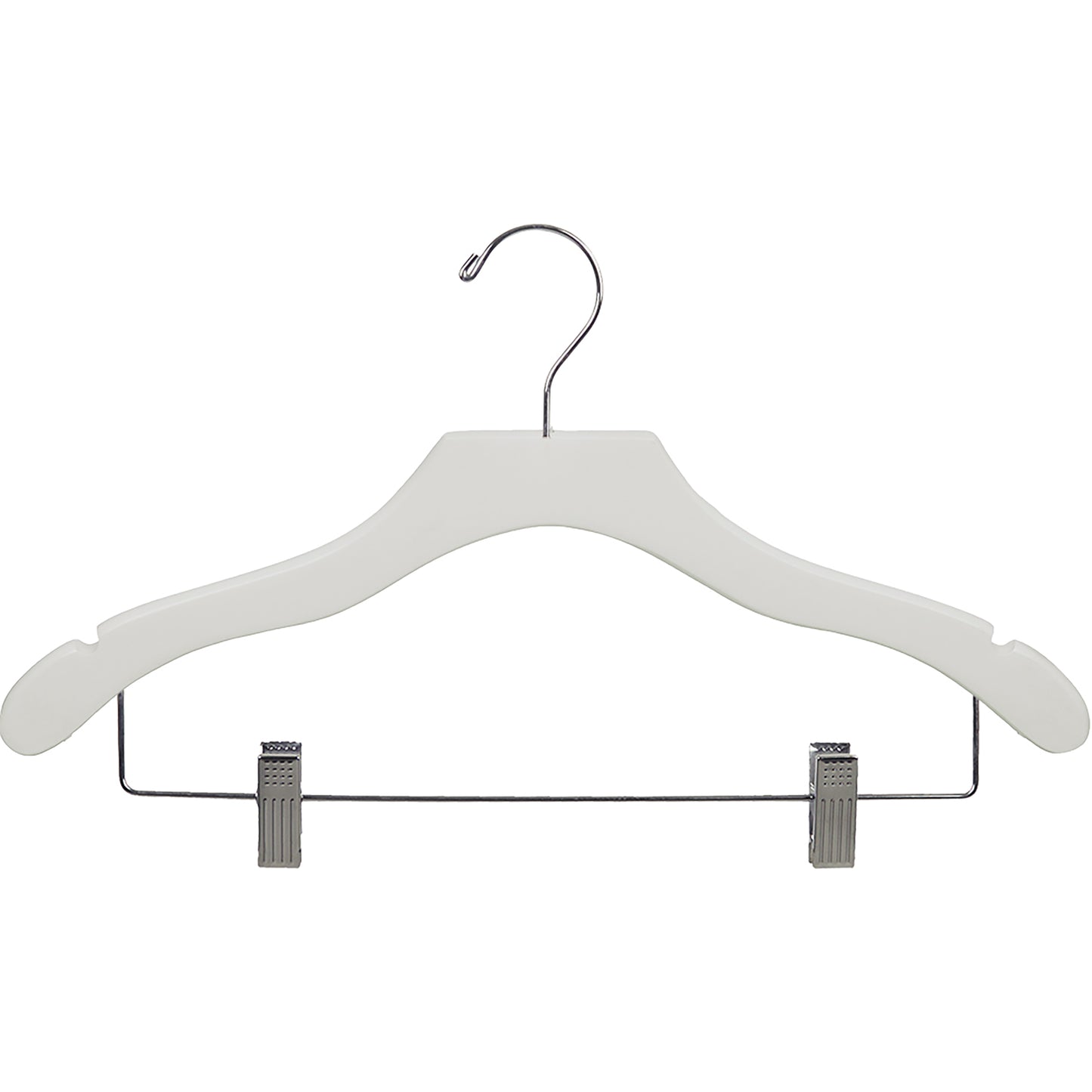 17" Wavy Wooden Suit Hanger with Metal Clips