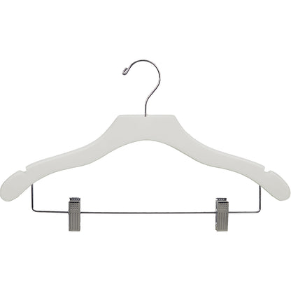17" Wavy Wooden Suit Hanger with Metal Clips