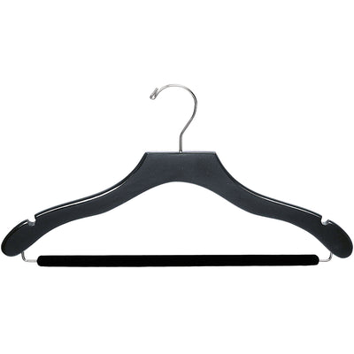 17" Wavy Wooden Suit Hanger with Flocked Bar