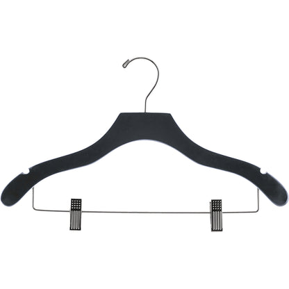 17" Wavy Wooden Suit Hanger with Metal Clips