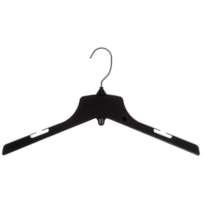 Mainetti 3328, 17" Heavy Duty Black Plastic, Jacket Coat Outerwear Hangers, with standard turnable metal hook